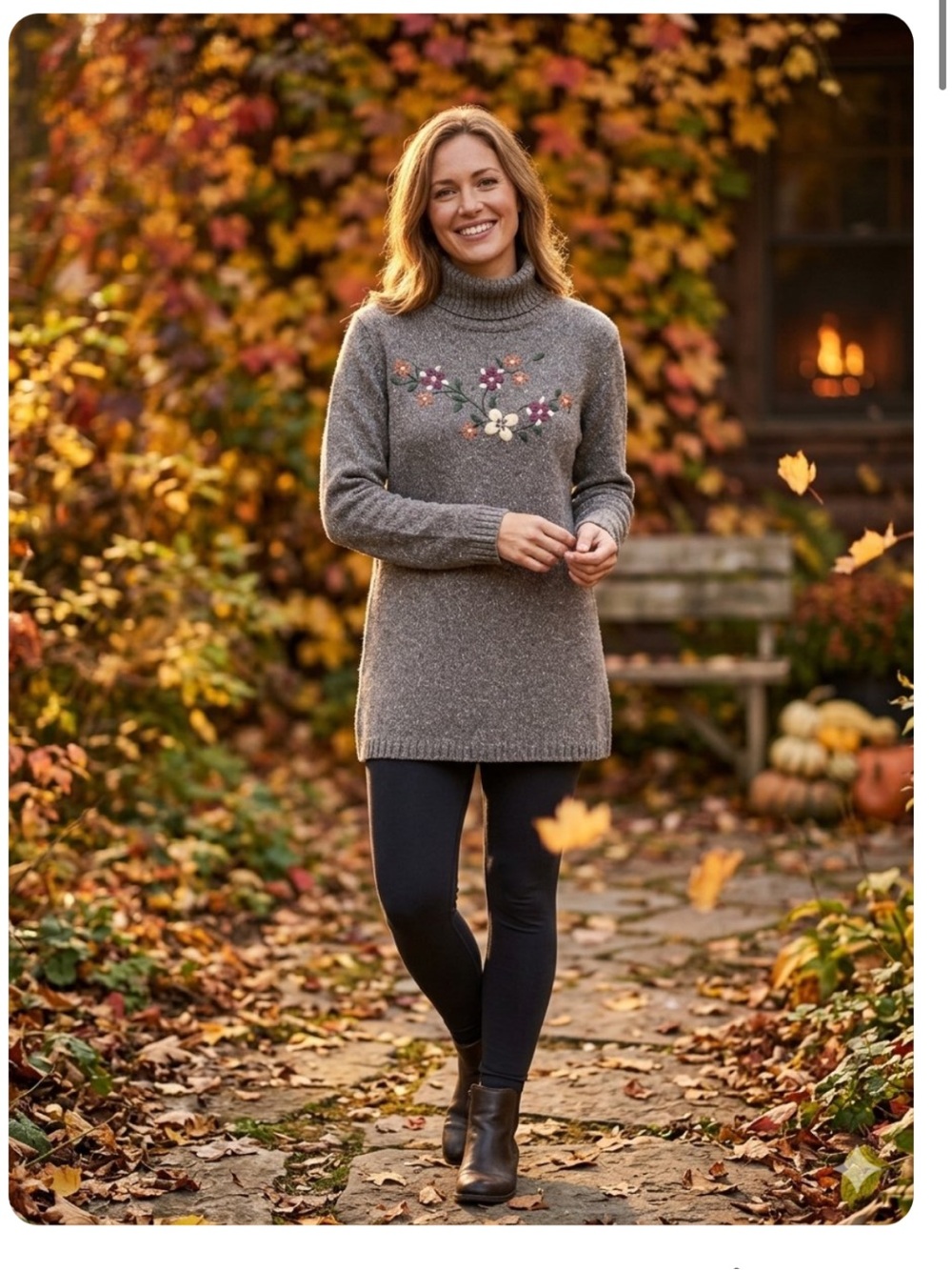 Vintage Penman’s Embroidered Knit Turtleneck Sweater-Tunic -Sz M-EUC -Bohemian🍂​